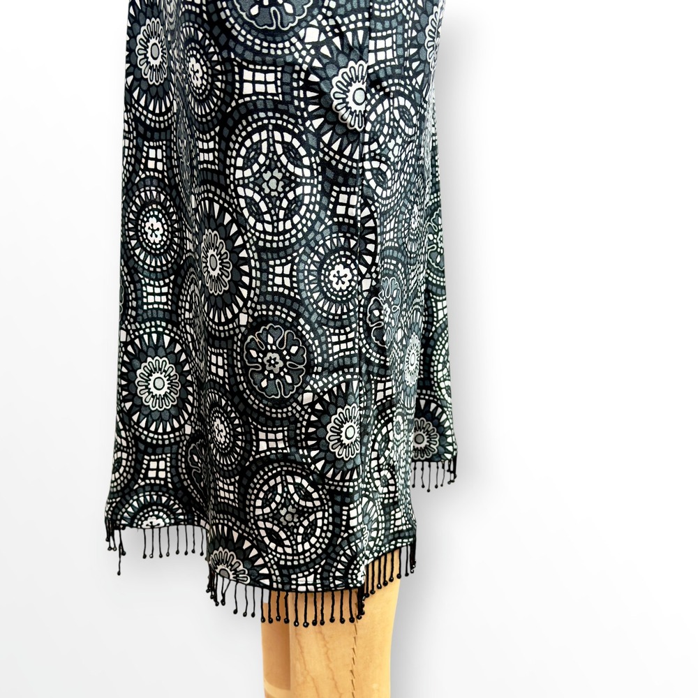 Y2K Wet Seal Fringe Skirt Iridecent Dark Cyber Mandala Print Whimsy Goth Size S - Picture 5 of 9